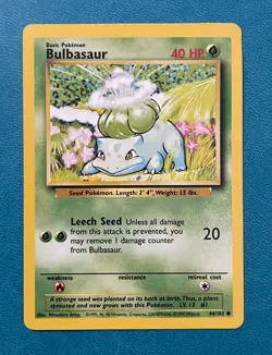 Pokemon TCG 1995 Bulbasaur 44/102, Base Set, Regular, English, MP - Image 1