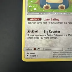 Pokemon Snorlax Sm-Unbroken Bonds 158/214 Holo Rare Basic 150 HP 2019 Excellent - Image 4