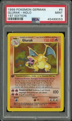 Pokemon Base Set German 4/102 Glurak Holo 1St Edition PSA 9 - Image 1