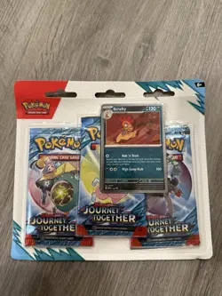 Pokemon TCG Journey Together 3-Pack Blister Factory Sealed Scrafty Promo - Image 1