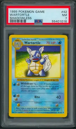 Pokemon Base Set Shadowless Wartortle 42/102 PSA 7 - Image 1