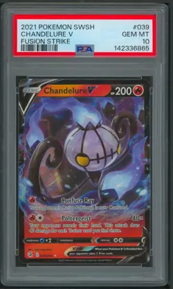Pokemon SWSH Fusion Strike Chandelure V 039/264 PSA 10 - Image 1