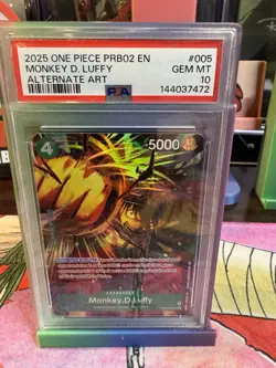 2025 ONE PIECE PRB02 ALTERNATE ART #005 MONKEY D. LUFFY PSA 10 - Image 1