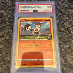 PSA 9 #004 SCORBUNNY ON THE BALL 2020 POKEMON FUTSAL - Image 1
