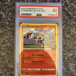 PSA 9 #004 SCORBUNNY ON THE BALL 2020 POKEMON FUTSAL - Image 2
