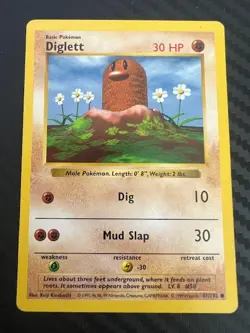 Pokemon TCG Diglett Base Set 47/102 Regular Shadowless Common LP - Image 1