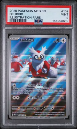 2025 Pokemon Meg En-Mega Evolution #152 Delibird Illustration Rare PSA 9 - Image 1