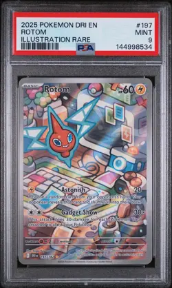 2025 Pokemon Dri En-Destined Rivals #197 Rotom Illustration Rare PSA 9 - Image 1