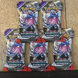 5x Pokemon Scarlet & Violet Temporal Forces Sleeved Booster Packs - Image 1