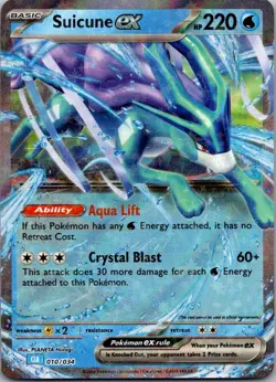 Suicune ex 010/034 Holo Classic Collection Trading Card Game Classic Pokemon NM - Image 1