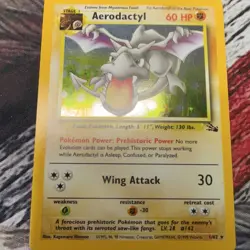 Pokemon TCG Aerodactyl Fossil Holo Rare Card 1/62 60 HP English Unlimited 1999 - Image 1