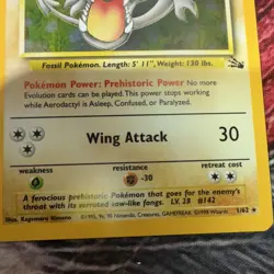 Pokemon TCG Aerodactyl Fossil Holo Rare Card 1/62 60 HP English Unlimited 1999 - Image 4