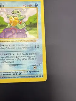 Shadowless Squirtle 63/102 Base Set Vintage Pokemon Card TCG - Image 4