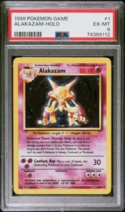 1999 POKEMON GAME ALAKAZAM - HOLO #1 PSA 6 - Image 1