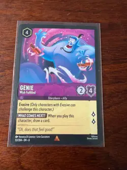 Genie Wish Fulfilled 53/204 Disney Lorcana NM Evasive Draw Card Aladdin - Image 1