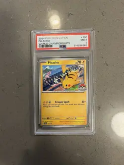 2024 POKEMON SVP EN-SV BLACK STAR PROMO WORLD CHAMPIONSHIPS #190 PIKACHU PSA 9 - Image 1