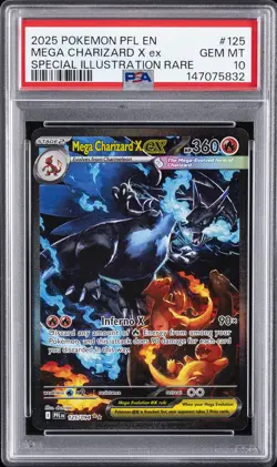 2025 POKEMON PFL EN-PHANTASMAL FLAMES #125 MEGA CHARIZARD X EX PSA 10 - Image 1