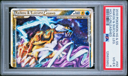 PSA 4 2010 Pokemon HGSS Unleashed Raikou & Suicune Legend Top 92/95 Holo Foil - Image 1