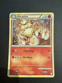 POKEMON TCG ARCANINE 1/123 HEART GOLD SOUL SILVER HOLO RARE!! - Image 1