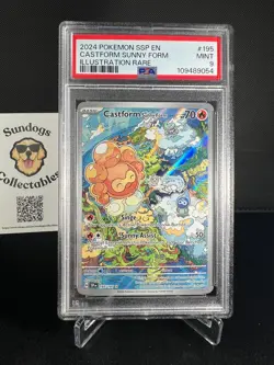 Pokemon Surging Sparks CASTFORM SUNNY FORM #195 Illustration Rare PSA 9 Mint - Image 1