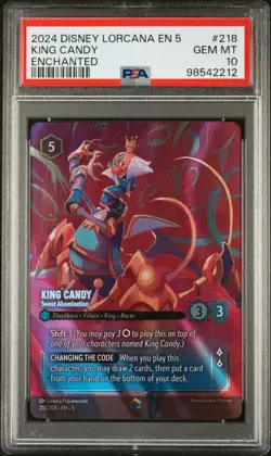 2024 DISNEY LORCANA EN 5-SHIMMERING SKIES KING CANDY - SWEET ABOMINATION PSA 10 - Image 1