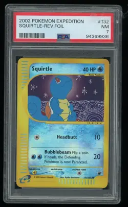 2002 Pokemon Expedition Squirtle 132/165 Reverse Holo E-Reader PSA 7 NM - Image 1