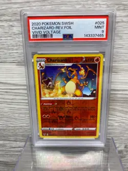 2020 POKEMON SWORD & SHIELD VIVID VOLTAGE #025 CHARIZARD-REVERSE FOIL PSA 9 B - Image 1