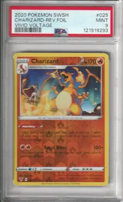 2020 POKEMON SWORD & SHIELD VIVID VOLTAGE #025 CHARIZARD-REVERSE FOIL PSA 9 - Image 1