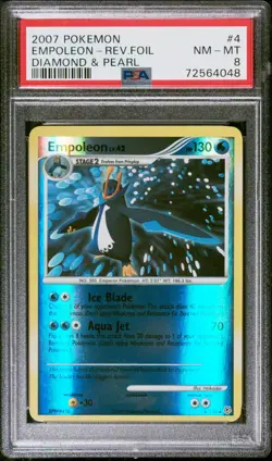 Pokemon Card Empoleon 4/130 Reverse Holo Diamond & Pearl PSA 8 NM-MT - Image 1