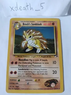 Brock's Sandslash 23/132 Gym Heroes Unlimited Rare Pokemon Card Vintage WOTC LP - Image 1