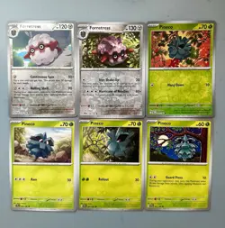 Forretress & Pineco Pokemon TCG Lot 6 Basic Common Regular and Foil Cards - Image 1