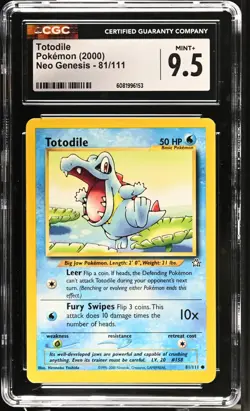 Pokemon TCG Totodile 81/111 Neo Genesis (2000) CGC MINT+ 9.5 - Image 1