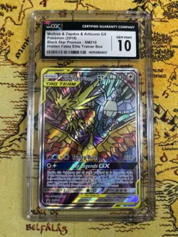 2019 POKEMON SM BLACK STAR PROMO FULL ART/MOLTRES & ZAPDOS & ARTICUNO GX CGC 10 - Image 1