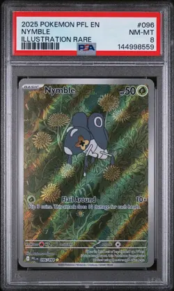 2025 Pokemon Pfl En-Phantasmal Flames #096 Nymble Illustration Rare PSA 8 - Image 1