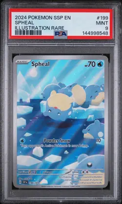2024 Pokemon Ssp En-Surging Sparks #199 Spheal Illustration Rare PSA 9 - Image 1