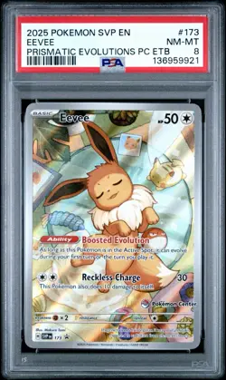 2025 POKEMON SVP EN-SV BLACK STAR PROMO #173 EEVEE PRISMATIC EVO PC ETB PSA 8 - Image 1