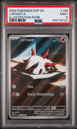 2024 Pokemon Ssp En-Surging Sparks #196 Larvesta Illustration Rare PSA 9 - Image 1
