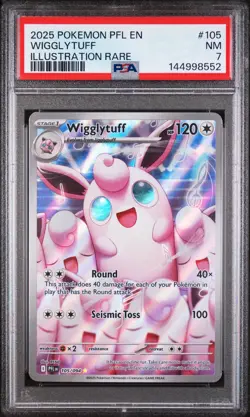 2025 Pokemon Pfl En-Phantasmal Flames #105 Wigglytuff Illustration Rare PSA 7 - Image 1