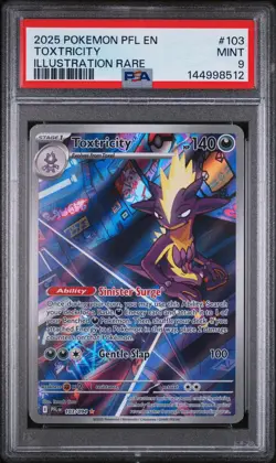 2025 Pokemon Pfl En-Phantasmal Flames #103 Toxtricity Illustration Rare PSA 9 - Image 1
