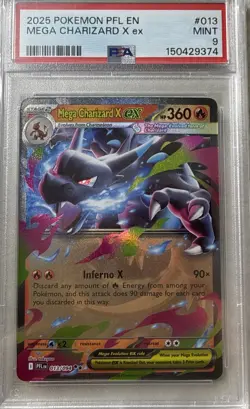2025 POKEMON PFL EN-PHANTASMAL FLAMES #013 MEGA CHARIZARD X EX PSA 9 - Image 1