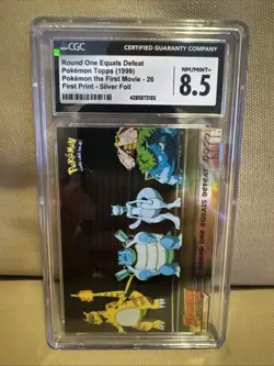 Round 1 Equals Defeat Pokemon Topps 1999 The 1st Movie 1st Print Silver CGC 8.5 - Image 1