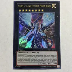 YuGiOh Number 62 Galaxy-Eyes Prime Photon Dragon PRIO-EN040 1st Ed Ultra Rare - Image 1