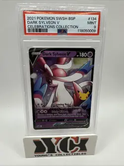 2021 Pokemon SWSH BSP Celebrations Collection #134 Dark Sylveon V PSA 9 MINT - Image 1