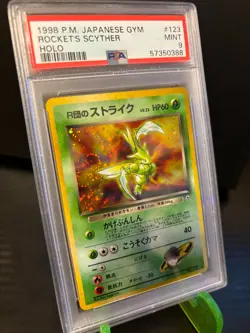 Rocket's Scyther Holo PSA 9 Japanese Gym Heroes #123 with SWIRL - Image 1