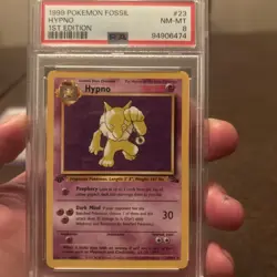 Pokemon TCG Hypno Fossil Card 23/62 1st Edition PSA 8 - Image 1