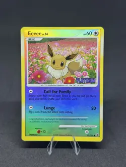 Pokemon Eevee TCG Stamped Reverse Holo Card 62/100 Platinum - Image 1