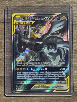 Pokemon TCG Pikachu & Zekrom GX SM168 TAG TEAM Full Art Promo Holo Card - Image 1