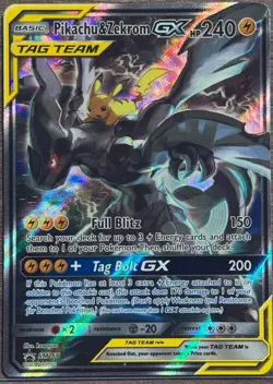 Pokemon TCG Pikachu & Zekrom GX SM168 TAG TEAM Full Art Promo Holo Card - Image 3