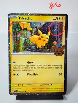 Pikachu 018/091 Cosmos Holo Rare - Trick or Trade Promo - DOUBLE SWIRL #6 - Image 1