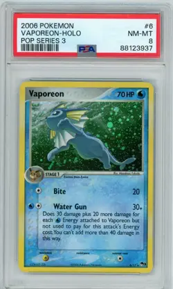 2006 POKEMON POP SERIES 3 #6 VAPOREON-HOLO PSA 8 - Image 1
